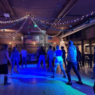 a group of people dancing