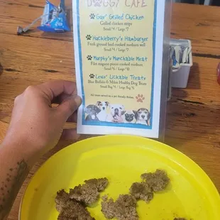 a plate of dog treats