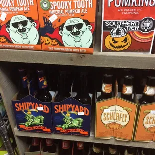 a variety of halloween beers