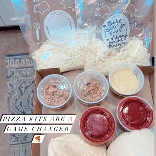 pizza ingredients in a box