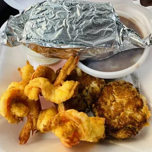 5 piece shrimp n crab cakes w/ red beans n rice 06/21 @ $19.65