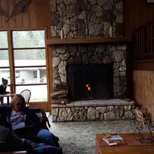 Hanging by the fire.