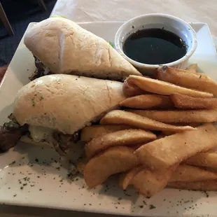 Philly cheesesteak dip with fries