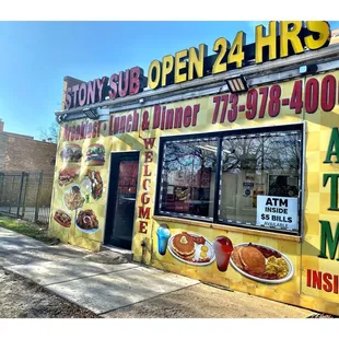 STONEY SUB. 84440 S.Stony Island. Chicago. To Order 7739784000. Open24/7 Cash Only .ATM inside.Take Out Delivery. Cool!