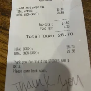 Lousy credit card fee