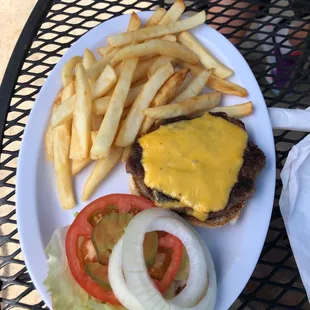 Burger and fries