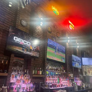 a bar with neon lights