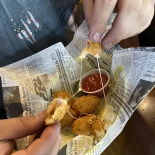 Deep fried pepperoni bits!  Yummy!