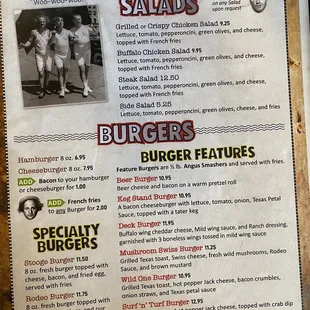 Salads and burgers