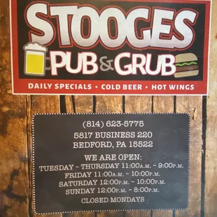 Front of menu