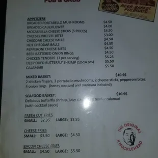 menu
