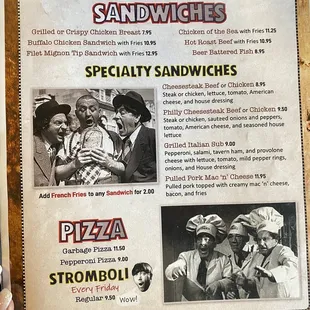 Sandwiches and pizza