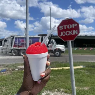 Strawberry cheesecake snowball