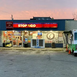 ows a truck parked in front