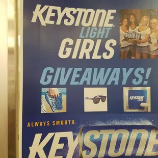 ows a sign for keystone light girls giveaways