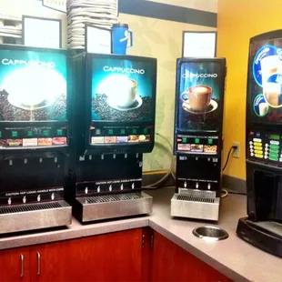 Cappuccino, latte, and "steamer" machines.