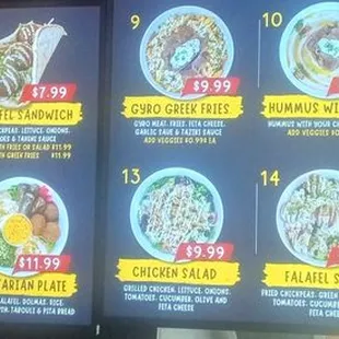 The menu big