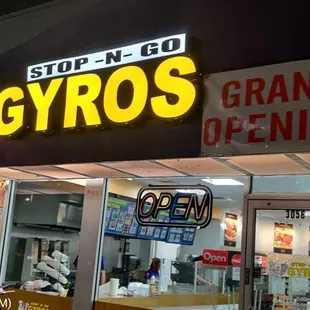 the entrance of a restaurant