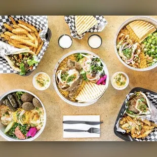 a table full of food