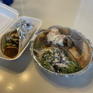 ows a container of food