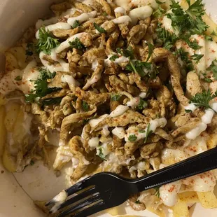 Greek fries with meat a #9