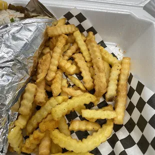 Salted and seasoned fries. You&apos;ll like this if you like super seasoned fries. Too much for MY personal taste unfortunately