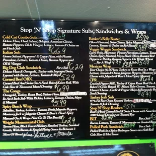 Awesome sandwich list (and everything else u need) in Kill Devil Hills OBX.