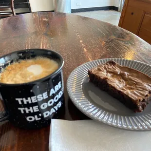Latte and peanut butter brownie