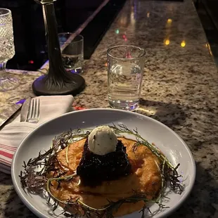 Filet with a vegetable puree