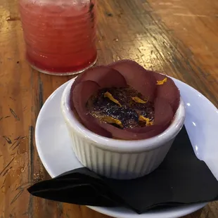 Créeme brûlée with pears poached in red wine. AMAZING!!!!!!!!!!