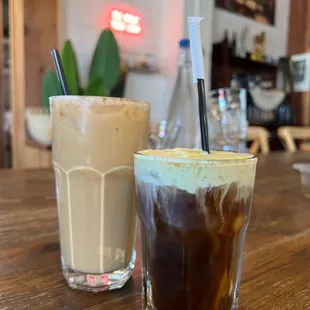 Cole brew with pistachio cream and cinnamilk latte :)