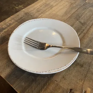a fork and a plate on a table