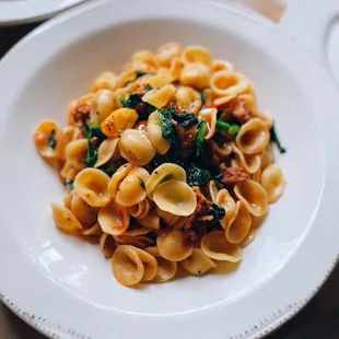 Rape e salsiccia (orecchiette) / $19 (full)
