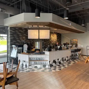 the interior of a coffee shop