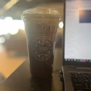 Iced latte with lavender and cold foam