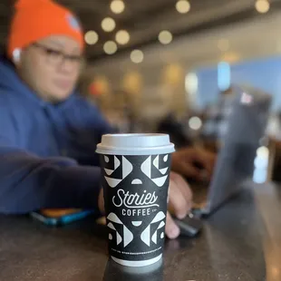 Hot matcha with oatmilk