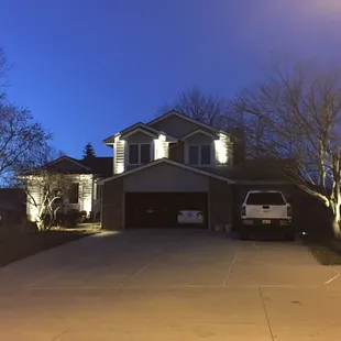 The lighting looks incredible... I had NO idea how amazing it would make our home look at night.  Our neighbors all want your contact info.