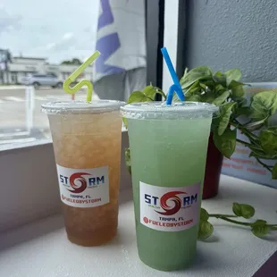 Sour Patch Kids (green) and Watermelon Sugar (gold)