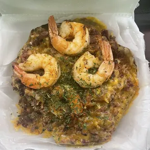 Three-meat loaded potato