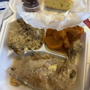 Baked Chicken and Dressing with Giblets Gravy