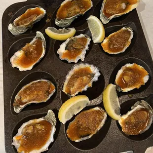 Dozen baked oysters