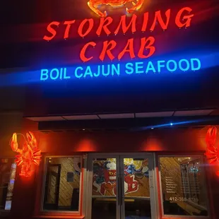 the entrance to the restaurant