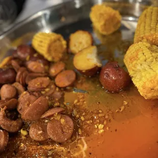 corn on the cob, beans, and corn on the cob