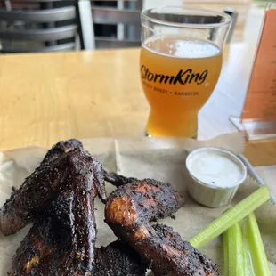 The wings are a little bitter from being too charred