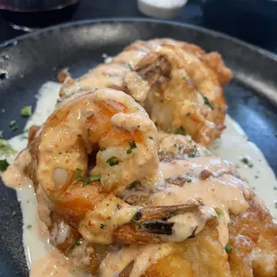 Special - walleye Romano with shrimp