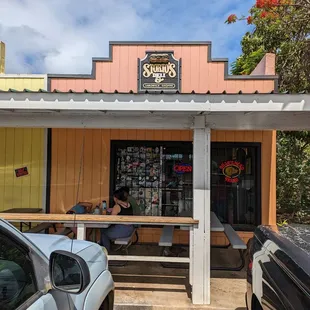 two cars parked outside
