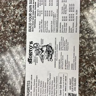 Updated Menu and Prices as of Dec 2023