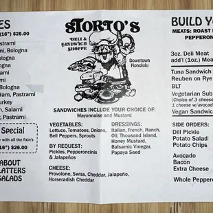 Storto's Super Menu