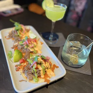 Short rib tacos, Agua Chile, Creasy Pear Penny