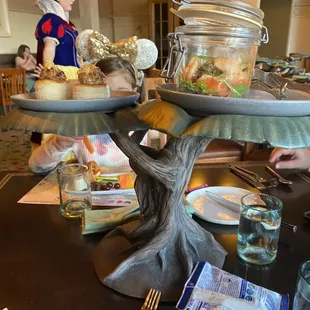 a table with plates of food